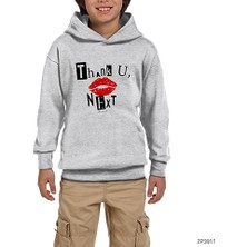 Zepplin Giyim Ariana Grande Thank U Next Gri Çocuk Kapşonlu Sweatshirt