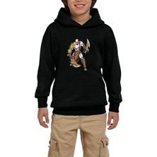 Zepplin Giyim God Of War Kratos Savaşçı Siyah Çocuk Kapşonlu Sweatshirt