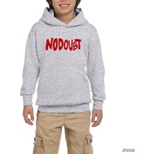 Zepplin Giyim No Doubt Text Gri Çocuk Kapşonlu Sweatshirt