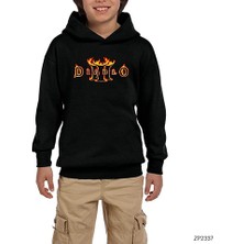 Zepplin Giyim Diablo 3 Firing Siyah Çocuk Kapşonlu Sweatshirt
