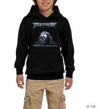 Zepplin Giyim Megadeth Skull Chain Siyah Çocuk Kapşonlu Sweatshirt