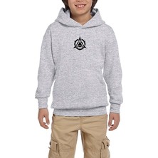 Zepplin Giyim Black Triangle Circle Gri Çocuk Kapşonlu Sweatshirt