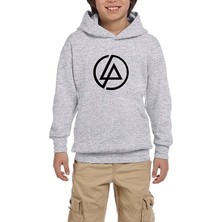 Zepplin Giyim Linkin Park Classic Logo Gri Çocuk Kapşonlu Sweatshirt