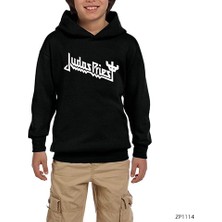 Zepplin Giyim Judas Priest Classic Siyah Çocuk Kapşonlu Sweatshirt