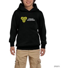 Zepplin Giyim Space Soliders Article Siyah Çocuk Kapşonlu Sweatshirt