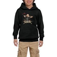 Zepplin Giyim Metallica James Concert Siyah Çocuk Kapşonlu Sweatshirt