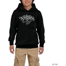 Zepplin Giyim Dire Straits Logo Siyah Çocuk Kapşonlu Sweatshirt