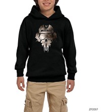 Zepplin Giyim Megadeth Steel Skull Siyah Çocuk Kapşonlu Sweatshirt