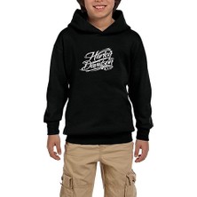 Zepplin Giyim Harley Chopper Typography Siyah Çocuk Kapşonlu Sweatshirt