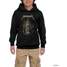 Zepplin Giyim Metallica Guitar Cross Siyah Çocuk Kapşonlu Sweatshirt