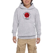 Zepplin Giyim Karete Shotokan Red Circle Gri Çocuk Kapşonlu Sweatshirt