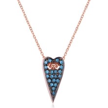 Emiliano Jewellery Rose Altın Kaplama Turkuaz Taşlı Gümüş Kalp Kolye