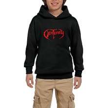 Zepplin Giyim Obituary Logo Red Siyah Çocuk Kapşonlu Sweatshirt