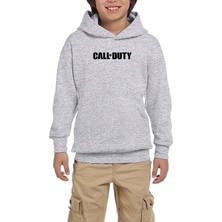 Zepplin Giyim Call Of Black Text Gri Çocuk Kapşonlu Sweatshirt