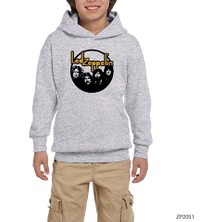 Zepplin Giyim LED Zeppelin Circle Gri Çocuk Kapşonlu Sweatshirt