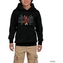 Zepplin Giyim Ac Dc Angus Siyah Çocuk Kapşonlu Sweatshirt