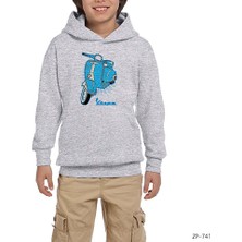 Zepplin Giyim Vespa Blue Gri Çocuk Kapşonlu Sweatshirt