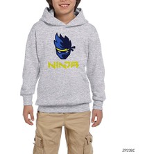 Zepplin Giyim Ninja Streamer Gri Çocuk Kapşonlu Sweatshirt