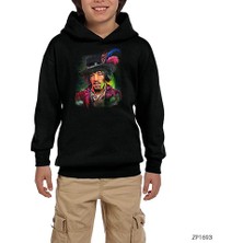 Zepplin Giyim Jimi Hendrix Siyah Çocuk Kapşonlu Sweatshirt