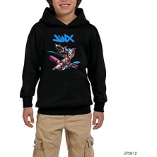 Zepplin Giyim Lol Jinx Combat Siyah Çocuk Kapşonlu Sweatshirt