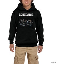 Zepplin Giyim Scorpions Group Siyah Çocuk Kapşonlu Sweatshirt