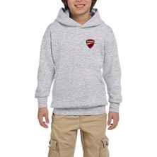 Zepplin Giyim Ducati Multistrada Logo Gri Çocuk Kapşonlu Sweatshirt