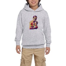Zepplin Giyim Queen Freddie Mercury Portre Gri Çocuk Kapşonlu Sweatshirt