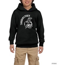 Zepplin Giyim Ac Dc Thunderstuck Skull Siyah Çocuk Kapşonlu Sweatshirt