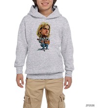 Zepplin Giyim Kurt Cobain Cartoon Gri Çocuk Kapşonlu Sweatshirt