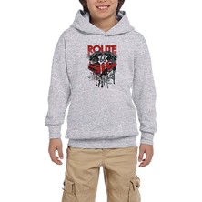 Zepplin Giyim Red Route Car Gri Çocuk Kapşonlu Sweatshirt