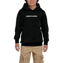 Zepplin Giyim Marilyn Manson Classic Siyah Çocuk Kapşonlu Sweatshirt