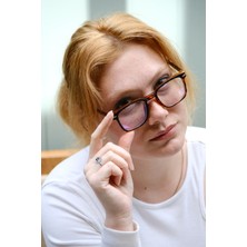 Bappir Kare Kesim UV400 Filtre Blue Block Mavi Işık Koruyucu Gözlük Leopar