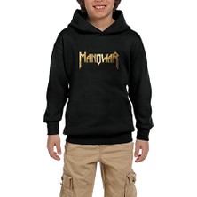 Zepplin Giyim Manowar Gold Siyah Çocuk Kapşonlu Sweatshirt