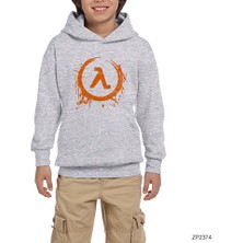 Zepplin Giyim Half Life Logo Splash Gri Çocuk Kapşonlu Sweatshirt