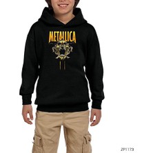 Zepplin Giyim Metallica Skull Siyah Çocuk Kapşonlu Sweatshirt