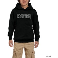 Zepplin Giyim LED Zeppelin Outline Siyah Çocuk Kapşonlu Sweatshirt