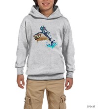 Zepplin Giyim Fizz Shark Gri Çocuk Kapşonlu Sweatshirt