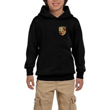 Zepplin Giyim Porshe Logo Siyah Çocuk Kapşonlu Sweatshirt