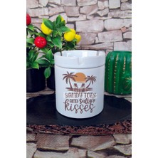 Sartre Art Sandy Topes And Salty Kisses Yaz Temalı Baskılı Seramik Kapaklı Kokusuz Küllük