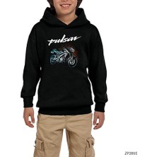 Zepplin Giyim Pulsar NS200 Siyah Çocuk Kapşonlu Sweatshirt