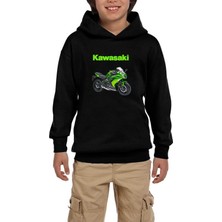 Zepplin Giyim Kawaski Ninja 650R Siyah Çocuk Kapşonlu Sweatshirt