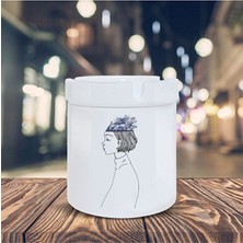 Sartre Art  Deniz Saçlı Kız Küllük Illüstrasyon Baskılı Kül Tablası