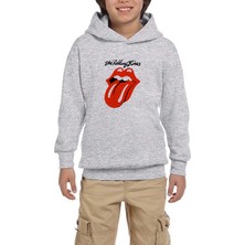 Zepplin Giyim The Rolling Stones Logo Gri Çocuk Kapşonlu Sweatshirt