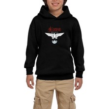 Zepplin Giyim Saxon Wheels Of Steel Siyah Çocuk Kapşonlu Sweatshirt