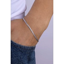 Gümüş Pazarım Ince Kenarlı Balık Sırtı Erkek Çelik Bileklik