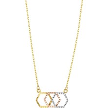 Koçak 14 Ayar Üç Renkli Işılıtılı Tasarım Altın Kolye