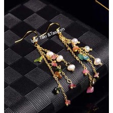 İpar Aksesuar Düzensiz Doğal Inci & Doğal Taş Küpesi