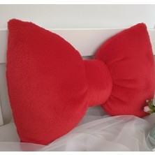 Harmoni Tekstil Fiyonk Görünümlü Xxl Kırmızı Kurdele Yastık Harika Tasarım Hediye, Odana Dekor