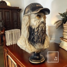 İki Yedi Konsept Leonardo Da Vinci Büst Heykeli 40 cm Bilim Sanat Dekor Kültürel Hediyelik Objeler Ev Ofis Büro Obje