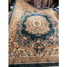 RD Ramazan Dağ El Halı Sanatı El Dokuma Kabartmalı Çin Halısı Birinci Sınıf Kalite Petrol Yeşili Ebat 370X275